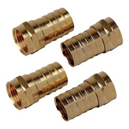 RCA RCAVH1454RV 4PK RG6 CRIMP CONNCT GLD